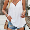 V Neck Eyelet Trim Spaghetti Strap Sleeveless Top