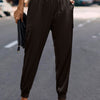 High Waist Trousers Pocket Satin Jogger Pants