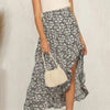 Boho Floral Print Midi Skirt Casual Side Slit Skirt