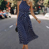 Dot Print Open Shoulder Fit Knot Belt Dress