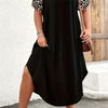 Plus Size Zipper Leopard Print Loose Fit Dress