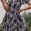 V Neck Bohemian Floral Print A Line Fit Dress