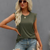 Round Neck Hollow Shoulder Solid Fit Top