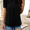 Crew Neck Solid Ruffle Loose Fit Dressy Elegant Shirt