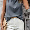 Button Trim Layered Collar Sleeveless Blouse