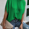 Mock Neck Batwing Sleeve Solid Loose Blouse