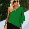 Solid Asymmetrical Collar Dolman Tunic Top
