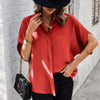 Solid Front Open Button Loose Fit Blouse