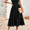Off Shoulder Lace Trim Strapless Tube A Line Dress