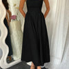 Halter Solid Pockets Sleeveless A Line Long Dress