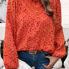 Embroidered Lace Button Down Hollow Out Shirt