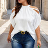 Plus Halter Open Shoulder Bat Sleeves Loose Top