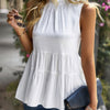 Sleeveless Ruffle Trim Ruffle Hem Loose Top