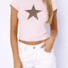 Leopard Print Star Crew Neck Slim Fitted Shirt