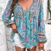All Over Floral Print Cross Deep V Boho Top
