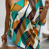 Plus Size One Shoulder Asymmetrical Hem Blouse
