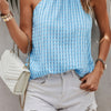 Tartan Halter Sleeveless Cut Out Back Loose Shirt