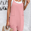 Scoop Neck Spaghetti Straps Loose Fit Solid Romper