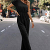 Plain One Shoulder High Waist Fit Jumpsuit