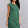 Round Neck Solid Sleeveless Shirt Dress