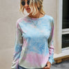 Round Neck Tie Dye Open Back Loose Sweatshirt