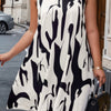 Plus Random Print Sleeveless Back Knot Dress