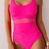 Solid Square Beck Double Strap Mesh Swimsuit