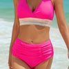 Two Pieces Elastic Band Halter Ruched Bikini