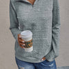 Half Zip Textured Solid Long Sleeve Pullover