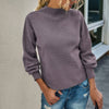 Drop Shoulder Solid Mock Neck Classic Knitted Sweater