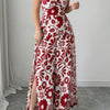 Floral Print High Waist Split Wide Leg Fit Jumpsuit
