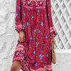 Cross Knot Floral Print Loose Fit V Neck Dress