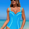 Stripe Sweetheart Neckline One Piece Swimsuit