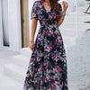 Boho Floral Print High Waist Band Fit Lined Dress