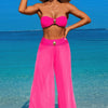Solid Color Metal Decor Beach Bikini Pants Set