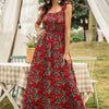 Sleeveless Floral Low Neck Max Dress
