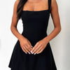 Solid Sleeveless Fit Wide Strap A Line Dress
