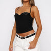 Solid Back Knot Lace Trim Sleeveless Shirt