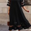 Plus Size Mesh Splicing Round Neck Long Dress
