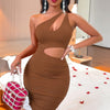 One Shoulder Sleeveless Cutout Bodycon Dress
