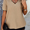 Knit Loose Fit V Neck Solid Drop Shoulder Top