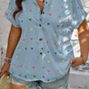 Plus Size Hearts Print Button Down Loose Blouse
