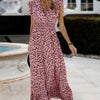 Sleeveless Tie Waist Surplice Wrap Leopard Dress
