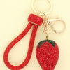 Rhinestone Strawberry Wristlet Keychain