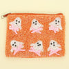 Ghost With Bow Seed Beaded Coin Bag