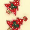 Jeweled Red Christmas Tree Post Earrings