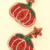 Halloween Pumpkin Seed Beaded Post Earrings