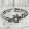 Western Turquoise Filigree Cross Bracelet