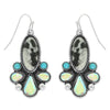 Western Colored Floral Turquoise Oval Earrings