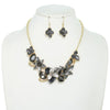 Floral Gemstone Cluster Bib Necklace Set